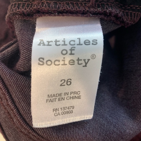 Articles Of Society Women’s Plum Skinny Jean- size 26 - Picture 3 of 3